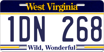 WV license plate 1DN268
