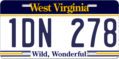 WV license plate 1DN278