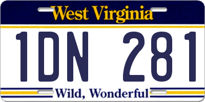 WV license plate 1DN281