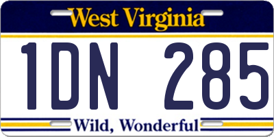 WV license plate 1DN285