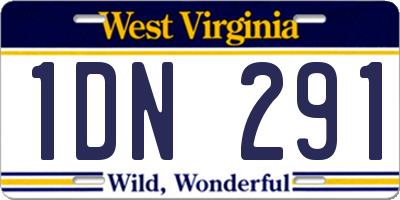 WV license plate 1DN291