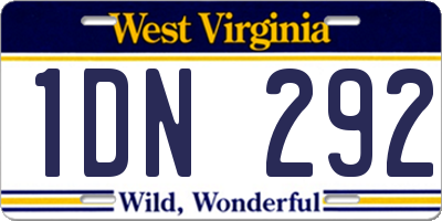 WV license plate 1DN292