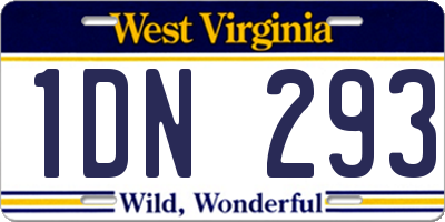 WV license plate 1DN293