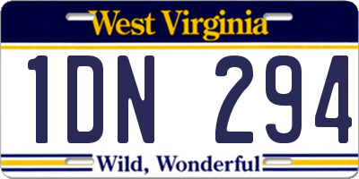 WV license plate 1DN294