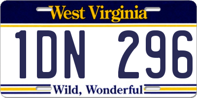 WV license plate 1DN296