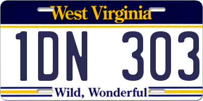 WV license plate 1DN303