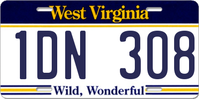 WV license plate 1DN308
