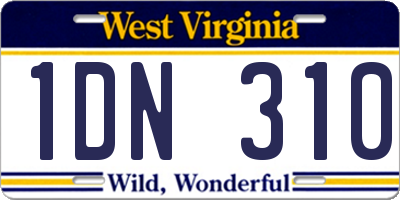 WV license plate 1DN310