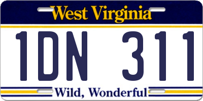 WV license plate 1DN311