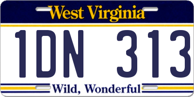 WV license plate 1DN313