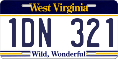 WV license plate 1DN321