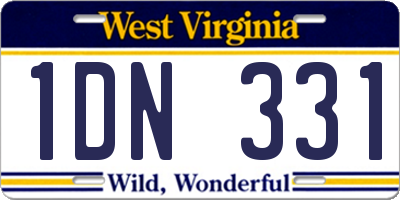 WV license plate 1DN331