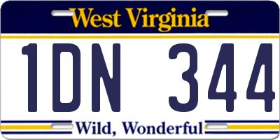 WV license plate 1DN344