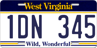 WV license plate 1DN345