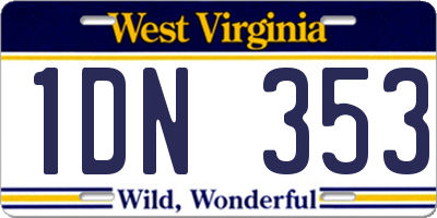 WV license plate 1DN353