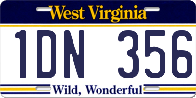 WV license plate 1DN356