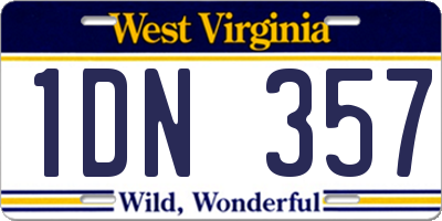 WV license plate 1DN357