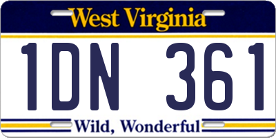 WV license plate 1DN361