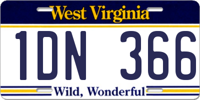WV license plate 1DN366