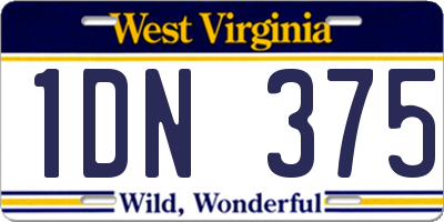 WV license plate 1DN375