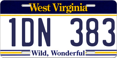 WV license plate 1DN383