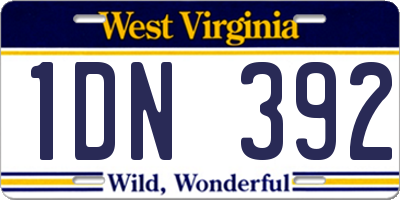 WV license plate 1DN392