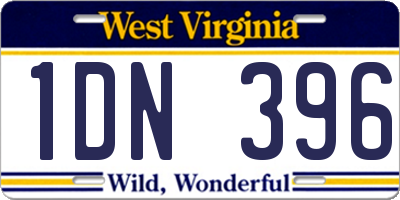 WV license plate 1DN396