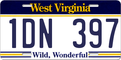 WV license plate 1DN397
