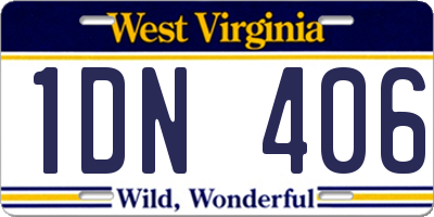 WV license plate 1DN406