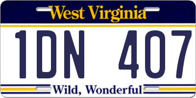 WV license plate 1DN407