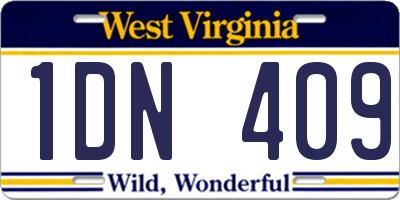 WV license plate 1DN409