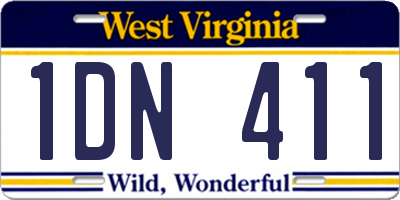 WV license plate 1DN411