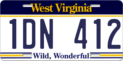 WV license plate 1DN412