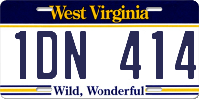 WV license plate 1DN414