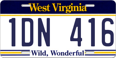 WV license plate 1DN416