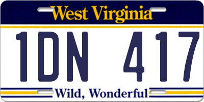 WV license plate 1DN417