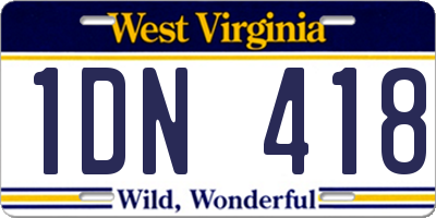 WV license plate 1DN418