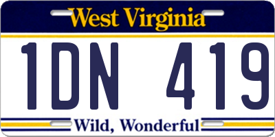WV license plate 1DN419