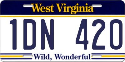 WV license plate 1DN420