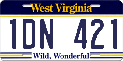 WV license plate 1DN421