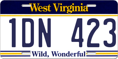 WV license plate 1DN423