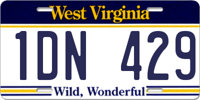 WV license plate 1DN429