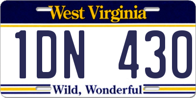 WV license plate 1DN430