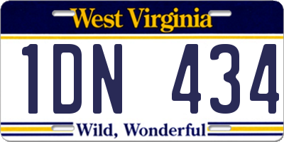 WV license plate 1DN434