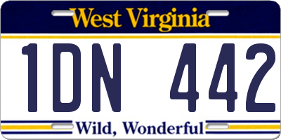 WV license plate 1DN442