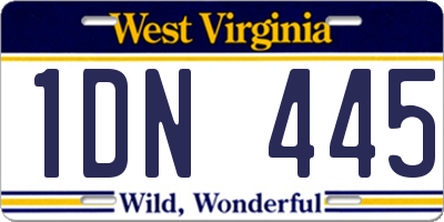 WV license plate 1DN445