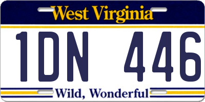 WV license plate 1DN446