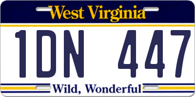 WV license plate 1DN447