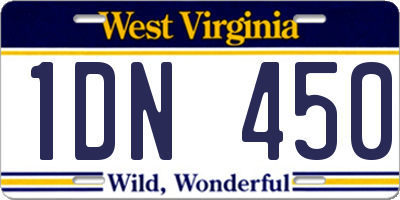 WV license plate 1DN450