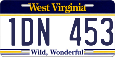 WV license plate 1DN453